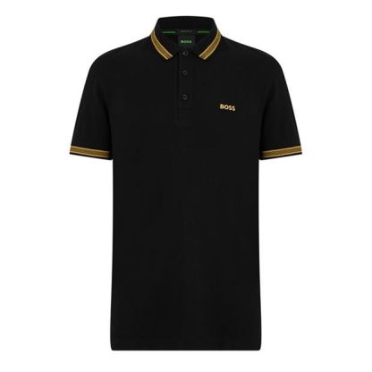 BOSS Paddy Polo Shirt Men Short Sleeve Polos Black Gold for sale