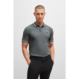 BOSS Paddy Polo Shirt Men Short Sleeve Polos Grey 251 for sale