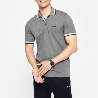 BOSS Paddy Polo Shirt Men Short Sleeve Polos Grey Marl 031 for sale