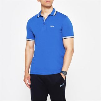 BOSS Paddy Polo Shirt Men Short Sleeve Polos Medium Blue 420 for sale