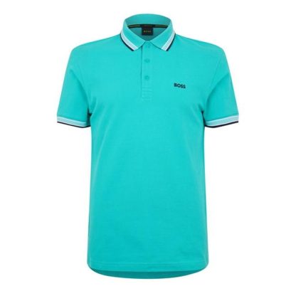 BOSS Paddy Polo Shirt Men Short Sleeve Polos Open Green for sale