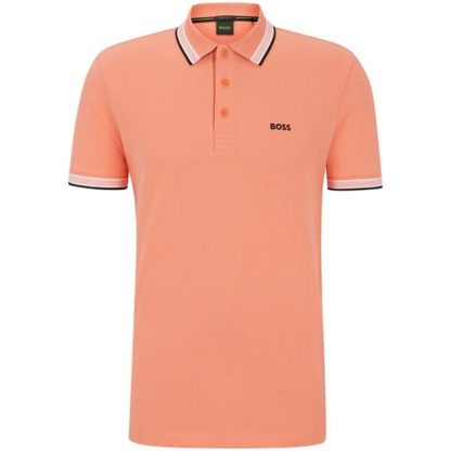 BOSS Paddy Polo Shirt Men Short Sleeve Polos Open Red 649 for sale