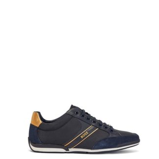 BOSS Saturn Mesh Trainers Men Low Trainers Navy/Gold 407 for sale