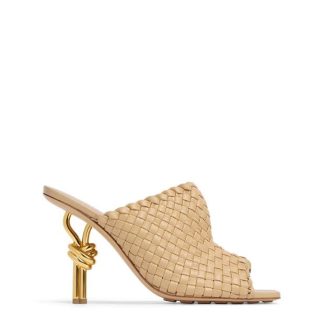 BOTTEGA VENETA Canalazzo Knot Mule Women Heeled Mules Cane Sugar for sale