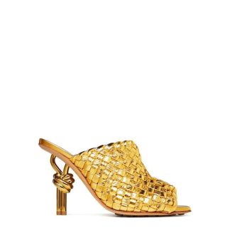 BOTTEGA VENETA Canalazzo Knot Mule Women Heeled Mules Gold for sale