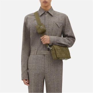 BOTTEGA VENETA Cassette Bag With A Versatile Strap Unisex Mud/Silver 2877  for sale