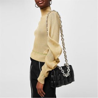 BOTTEGA VENETA Cassette Chain Bag Women Crossbody Bags Black Silv 1229 for sale