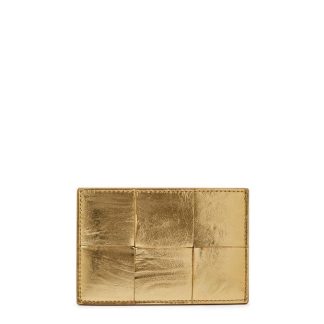 BOTTEGA VENETA Cassette Credit Card Case Women Card Holders Gold for sale