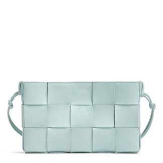 BOTTEGA VENETA Cassette Pouch On Strap Women Teal/Gld  for sale