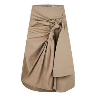 BOTTEGA VENETA Compact Cotton Skirt With Knot Detail Women Sand  for sale