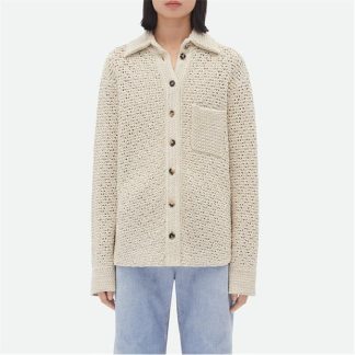 BOTTEGA VENETA Cotton Crochet Shirt Women Bone/Cloud  for sale