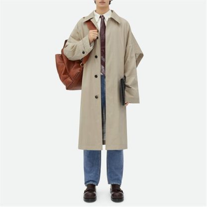 BOTTEGA VENETA Cotton Silk Cape Trench Men Rock  for sale