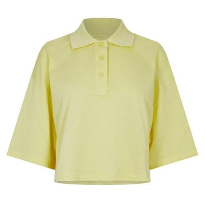 BOTTEGA VENETA Cropped Cotton Piquet Polo Women Long Sleeve Polos Pineapple 7059 for sale