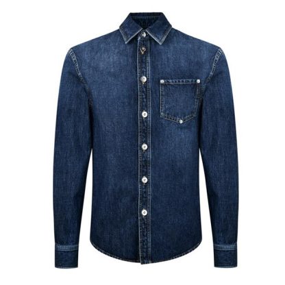 BOTTEGA VENETA Dark Wash Denim Shirt Men Mid Blue 4715  for sale