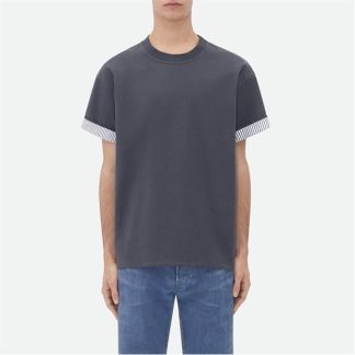 BOTTEGA VENETA Double-Layer Striped Cotton T-Shirt Men Shadow  for sale