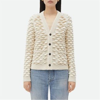 BOTTEGA VENETA Fish Scale Wool Cardigan Women Dove  for sale