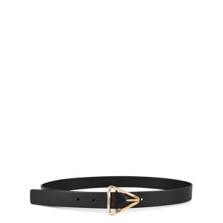 BOTTEGA VENETA Grasp Calf 2.5cm Belt Women Black Gold 8425  for sale