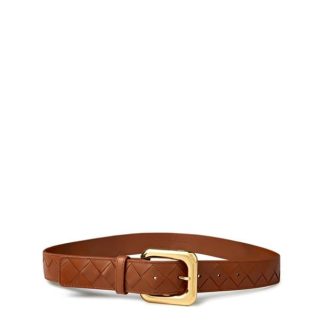 BOTTEGA VENETA Intrecciato Belt Women Leather Belt Wood-M Brass for sale