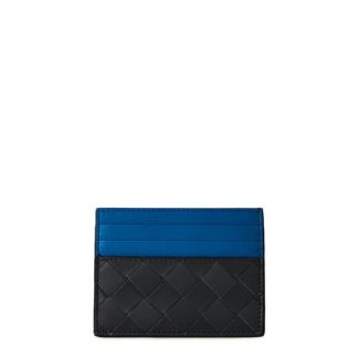 BOTTEGA VENETA Intrecciato Credit Card Case Unisex Black/Blue  for sale