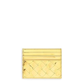 BOTTEGA VENETA Intrecciato Credit Card Case Women Card Holders Gold/Brass for sale