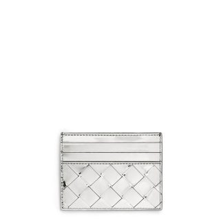 BOTTEGA VENETA Intrecciato Credit Card Case Women Card Holders Silver for sale