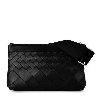 BOTTEGA VENETA Intrecciato Duo Bag Unisex Black/Silver  for sale