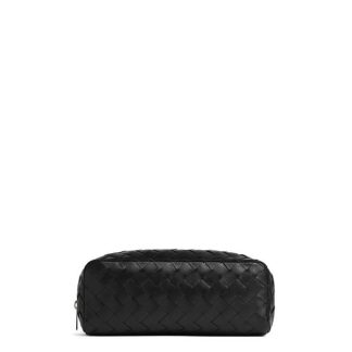 BOTTEGA VENETA Intrecciato Large Pouch Unisex Black-Silver  for sale