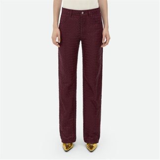 BOTTEGA VENETA Intrecciato Leather Trousers Women Burgundy  for sale