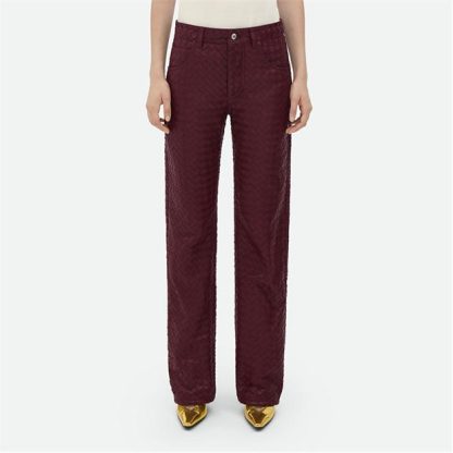 BOTTEGA VENETA Intrecciato Leather Trousers Women Burgundy  for sale