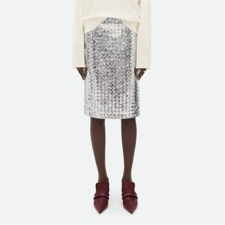 BOTTEGA VENETA Intrecciato Midi Skirt Women Silver  for sale