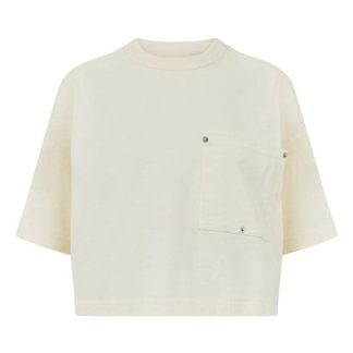 BOTTEGA VENETA Jersey Cropped T-Shirt With V Pocket Women Chalk  for sale