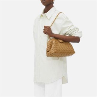 BOTTEGA VENETA Lauren 1980 Teen Clutch With Chain Women Clutch Bags Dark Praline for sale