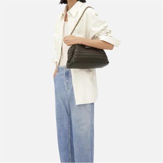 BOTTEGA VENETA Lauren 1980 Teen Clutch With Chain Women Clutch Bags Kaki Brass for sale