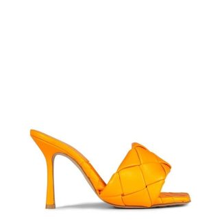 BOTTEGA VENETA Lido Heel Sandals Women Heeled Mules Tangerine 7593 for sale