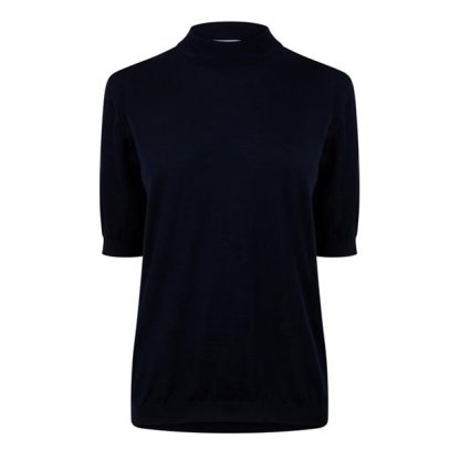 BOTTEGA VENETA Light Fine Cashmere T-Shirt Women Knitted Tops Navy for sale