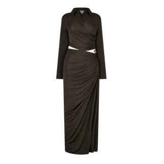 BOTTEGA VENETA Long Sleeve Maxi Dress With Metal Knot Women Brown  for sale