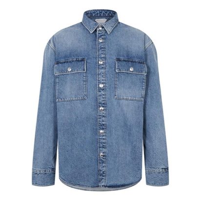 BOTTEGA VENETA Medium Washed Denim Shirt Men Mid Blu 4715  for sale