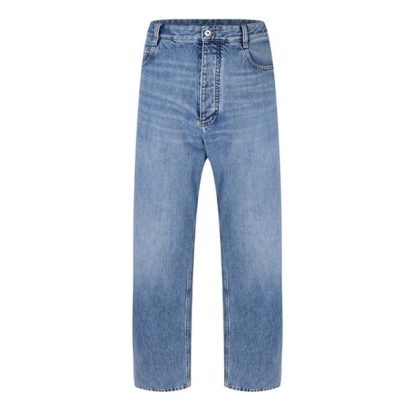 BOTTEGA VENETA Medium Washed Straight Denim Jeans Men Mid Blu 4715  for sale