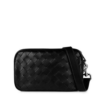 BOTTEGA VENETA Mini Intrecciato Camera Bag Unisex Black 8803  for sale