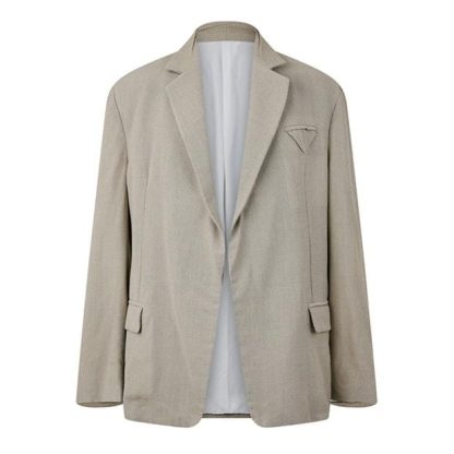 BOTTEGA VENETA Mouline Wool Silk Jacket Men Bone/Melg 9286  for sale