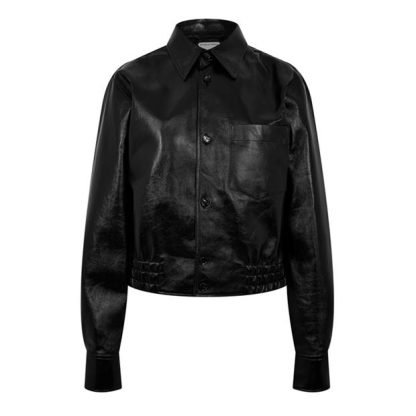 BOTTEGA VENETA Nappa Leather Cropped Biker Jacket Women Black  for sale