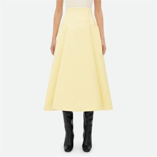 BOTTEGA VENETA Pleated Wide Midi Skirt Women Camomile  for sale