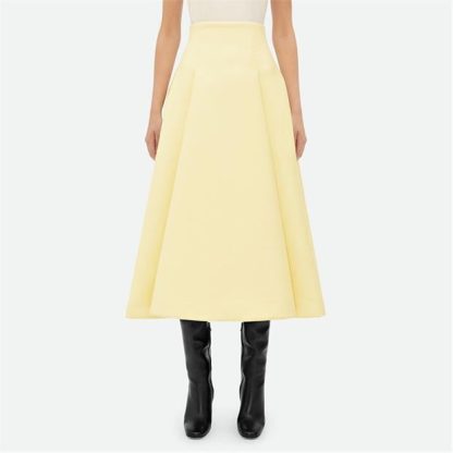 BOTTEGA VENETA Pleated Wide Midi Skirt Women Camomile  for sale