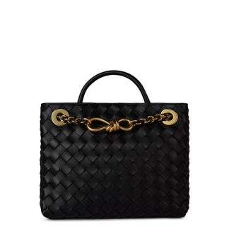 BOTTEGA VENETA Small Andiamo With Chain Women Top Handle Bags Black/Brass for sale