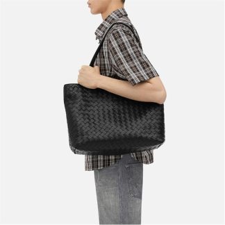 BOTTEGA VENETA Small Intrecciato Zipped Tote Unisex Black-Silver  for sale