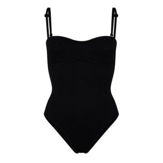 BOTTEGA VENETA Textured Nylon Bustier Bodysuit Women Bodysuits Black for sale