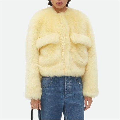 BOTTEGA VENETA Toscana Shearling Cropped Blouson Women Pale Yellow  for sale