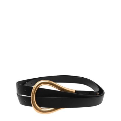 BOTTEGA VENETA Two Strap Belt Women Black Gold 8648  for sale