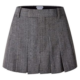 BOTTEGA VENETA Viscose And Silk Mini Pleated Skirt Women Grey  for sale