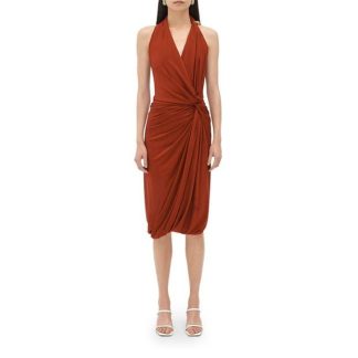 BOTTEGA VENETA Viscose Jersey Midi Dress With Drop Ring Detail Women Pudding  for sale